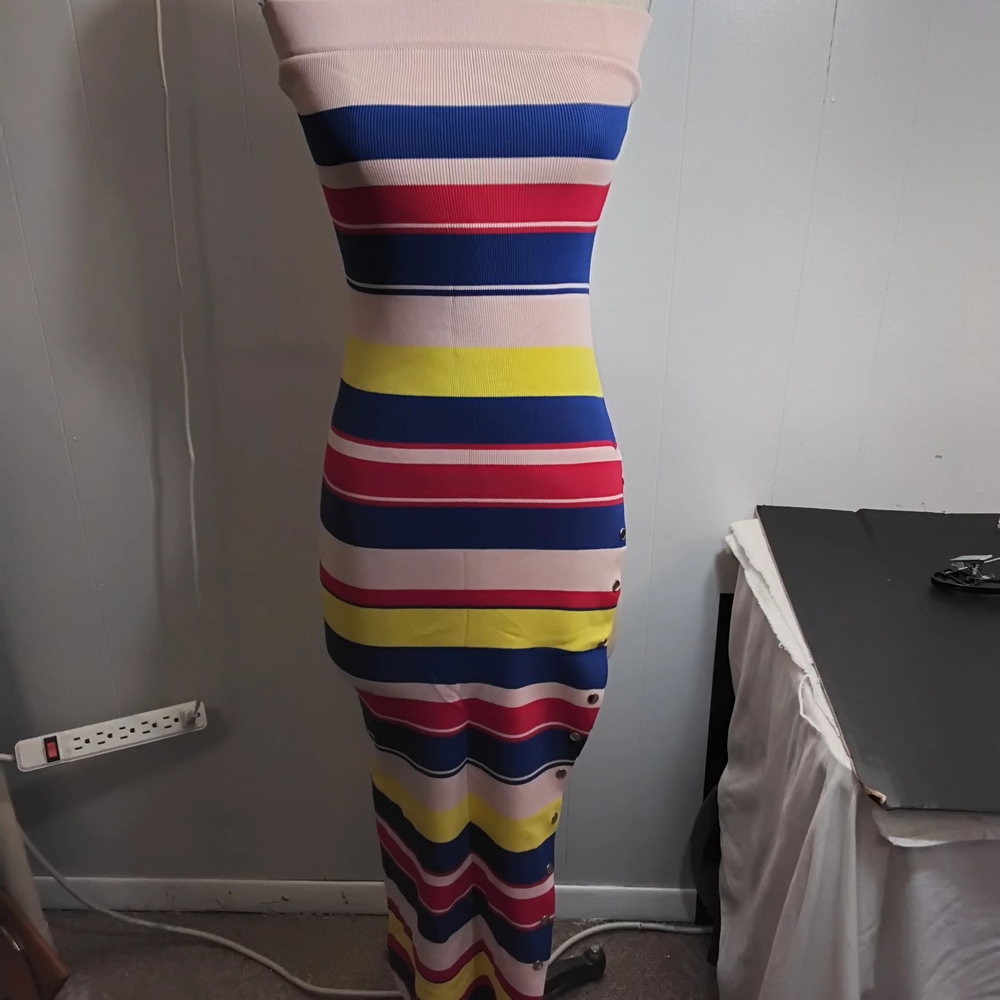 Hot & Delicious Strapless Colorful Striped Dress